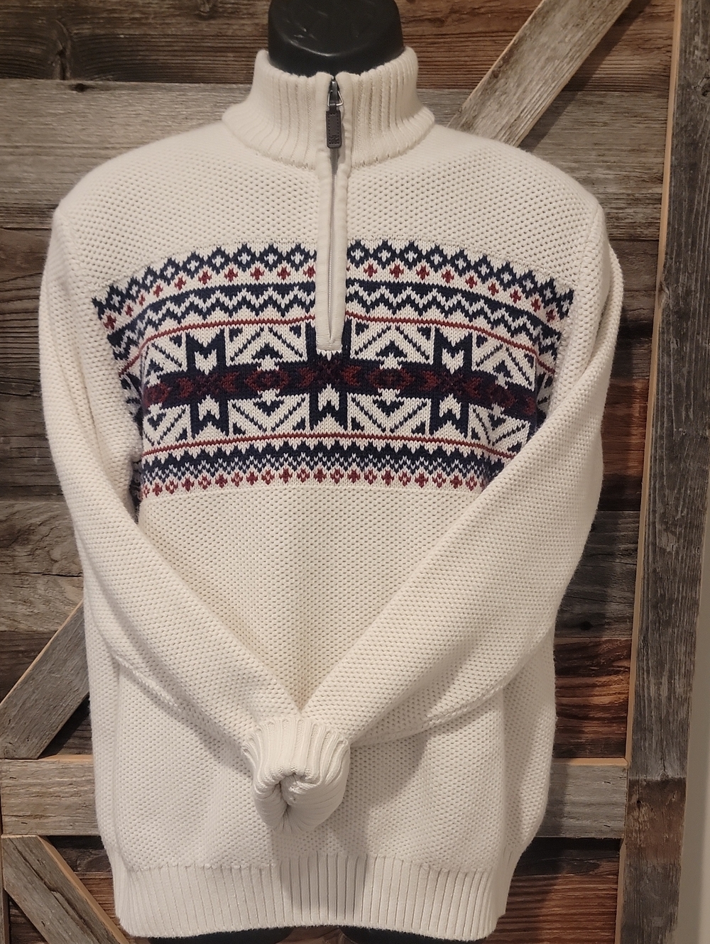 Vintage IZOD Zip-up Nordic Knit Sweater